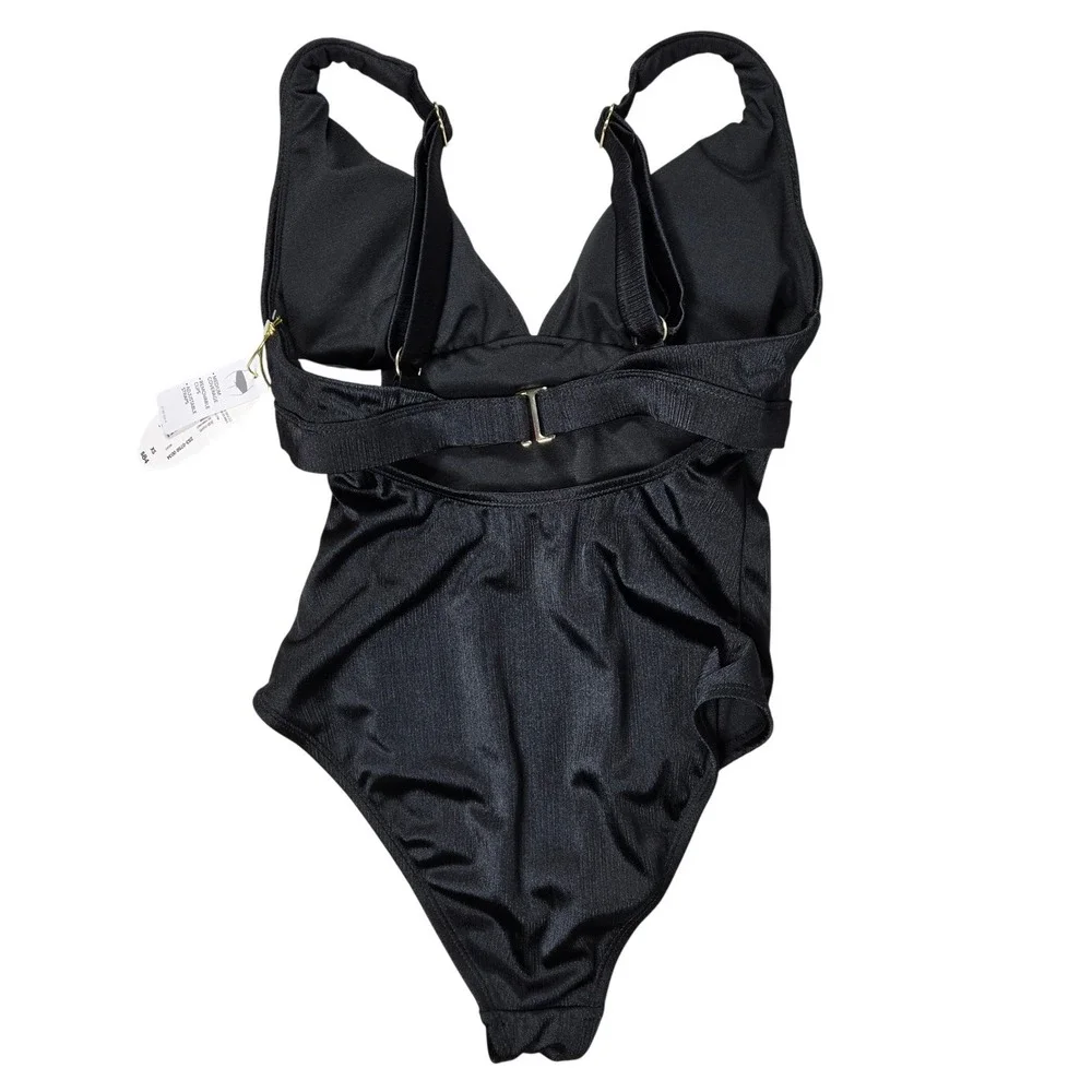 Mynah Black Rio Rainforest One Piece‎ Swimsuit V Neck XS